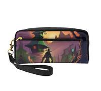WickedWanderers - Piccola trousse da viaggio in pelle stampata, da donna, riutilizzabile, con cerniera, Nero , Taglia unica