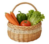 Wicker Basket - 10.6 Inch Rattan Woven Natural Home | Kids Picnic Baskets For Easter, Outdoor Beach, Fruit Picking, Harvesting, And Kitchen Storage