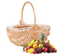 Wicker Picnic Basket - Woven Picnic Basket with Handle | Empty Hand Woven Baskets, Storage Box For Beach Backyard Gathering Garden Parties Wedding School Event Lunch Break and Camping