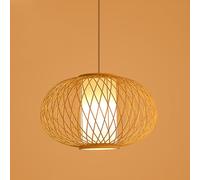 Wicker Rattan Lantern Light Fixture Hanging Ceiling Lamp Hand Woven Bamboo Rustic Pendant Lighting Large Boho Coastal Chandelier for Bedroom Dining Room Kitchen Island Farmhouse