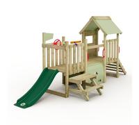 Wickey My First Playground 1 Parco giochi per bambini piccoli, struttura per arrampicata, parco giochi da giardino per bambini in legno massiccio impregnato con scivolo verde e telone verde pastello