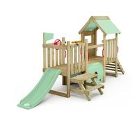 Wickey My First Playground - Torre da gioco, 1 pezzo per bambini, in legno massello impregnato, con scivolo e telone, verde pastello 2