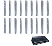 WICKEY SolidLock - Ancoraggio ad angolo per ancoraggio a terra, 50 x 4,5 x 4,5 cm, 18 pezzi, per torre da gioco, altalene, strutture per arrampicata + telo anti-erbacce 250 x 250 cm