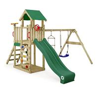 Wickey Torre da arrampicata MultiFlyer Light, altalena e scivolo, torre da arrampicata per bambini all'aperto con sandbox, scala e accessori da gioco per il giardino - verde