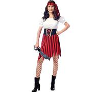 Wiclin donna pirata costume abito signore pirata vestire abito stile modesto con cintura e testa 2XL