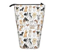 WICRON Astuccio per matite telescopico, animali disegnati da cani di diversi tipi di razze Portamatite con cerniera Astuccio per trucchi Astuccio per matite Astuccio per penne