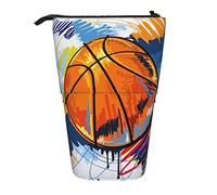 WICRON Astuccio per matite telescopico, sfondo colorato da basket stampato portamatite con cerniera borsa per trucco astuccio portapenne