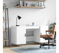 Wicterencia Scrivania per computer bianca lucida, 140 x 50 x 75 cm, con vano portaoggetti, in legno, ideale per ufficio in casa, tavolo da lavoro con cassetto, salvaspazio, ergonomico