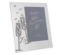 Widdle Celebrations 0777 - Cornice portafoto in vetro con calici di champagne e lettere a specchio, per 25° anniversario