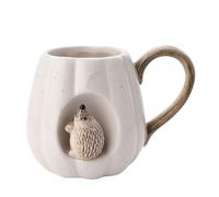 Widdop and Co. - Country Living - Tazza in ceramica smaltata bianca a forma di riccio, decorazione per la casa, regalo per tè, caffè, cucina e cene + amanti degli animali e della natura - 9,5 x 13 x 9