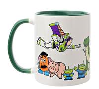 Widdop and Co. - Disney Toy Story Mug - Tazza in gres smaltato verde/bianco con icone e cattivi - Licenza ufficiale Disney Merchendise (325 ml).