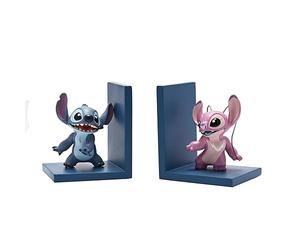 Widdop and Co Fermalibri Disney Icon Stitch e Angelo, in confezione regalo (2 pezzi), in resina azzurra, rosa