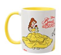 Widdop and Co. - Tazza Disney La Bella e la Bestia - Tazza da tè giallo/bianco, in gres porcellanato smaltato Belle & Beast, con licenza ufficiale Disney Merchendise (325 ml).