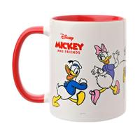 Widdop and Co. - Tazza Disney Mickey and Friends - Rossa smaltata bianca Topolino e Minnie, Paperino e Paperina + Plutone Bicchiere - Licenza ufficiale Disney Merchandise (325 ml).
