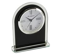 Widdop Bingham - Orologio da scrivania in vetro, al quarzo, design ad arco, colore: Nero/Trasparente