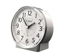 Widdop & Bingham White Alarm Clock with Silent Sweep No Ticking Feature Plus Snooze, Auto Shut off & Light by