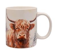 Widdop Highland Cow Winter Mug - Tazza in porcellana fine stile fattoria con design rustico con animali - Accogliente bicchieri stagionali e regalo country