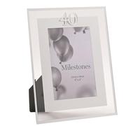 Widdop Milestones Cornice portafoto con bordo a specchio per il 40° compleanno - Cornice per foto per compleanni - Aperture 15 x 10 cm - Elegante regalo per cornice per foto di compleanno