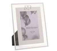 Widdop Milestones Cornice portafoto con bordo a specchio per il 80° compleanno - Cornice per foto per compleanni - Apertura 15 x 10 cm - Elegante design regalo per cornice per foto di compleanno