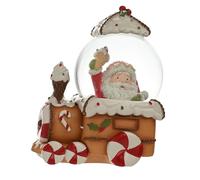 Widdop Santa & Friends Palla di neve con treno di pan di zenzero - Palla di neve in vetro da 65 mm con Babbo Natale e treno festivo - Ornamento da collezione