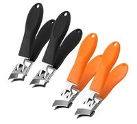 Wide Jaw Opening Anti-Splash Slanted Nail Clipper, Curved Nail Clippers, Slanted Nail Clippers for Seniors Adult (4pcs,Yellow+Black)