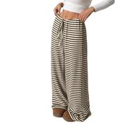 Wide Leg Pants for Women Drawstring Striped And Solid Straight Trousers | Relaxed Wide Leg Shape Adjustable Drawstring Waist Striped And Solid Options Easy Pull On Styling For Daily Outfits