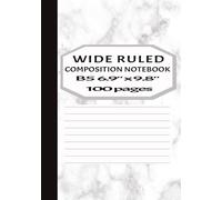 Wide Lined B5 Composition Notebook White: Marble Cover Notepad Lined Cute Journal Notebook for School Supplies, Ideal for taking notes, writing essays, thesis