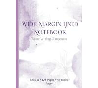 Wide Margin Lined Notebook 8.5 x 11 Classic Ruled Paper for Writing Notes and Schoolwork 125 Pages No Bleed Paper for Students and Professionals