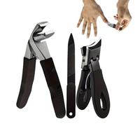 Wide Opening Toe Nail Cutter Set | Wide Opening Toe Nail Cutters With Nail File | 3x Heavy Duty Trimming Kit For Nails, Pointed Nail Cutters For Men, Women
