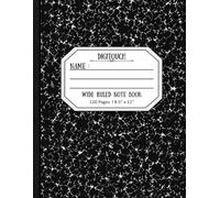 Wide Ruled Composition Notebook: Black Marble Cover | 120 Pages | Large 8.5" x 11" Notebook for School, College and Daily Writing