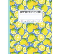 Wide Ruled Composition Notebook: Cute Aesthetic Lined Notebook Journal for Girls, Kids,Teens and Students | Lemon Preppy Notebook for Back to School, Home, and College