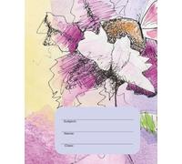 Wide Ruled Notebook: Aesthetic Floral Composition Book with Name Label, 100 Pages, 7.5 x 9.25 in, Watercolor Purple Flowers, Back to School Supplies for Teen Girls