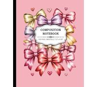 Wide Ruled Pink Bow Composition Notebook - Pink Pastel Bow with 150 Pages, Soft Matte, 7.5 x 9.25 Inches