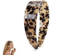 Wide Tortoise Shell Headband with Teeth Grip - Premium Tortoise Headbands for Women - Thick Non Slip Flexible Resin Hair Band for Daily Commute & Styling