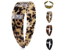 Wide Tortoise Shell Headband with Teeth Grip - Premium Tortoise Headbands for Women - Thick Non Slip Flexible Resin Hair Band for Daily Commute & Styling (White Tortoiseshell)