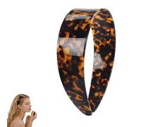 Wide Tortoise Shell Headband with Teeth Grip - Premium Tortoise Headbands for Women - Thick Non Slip Flexible Resin Hair Band for Daily Commute & Styling