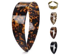 Wide Tortoise Shell Headband with Teeth Grip - Premium Tortoise Headbands for Women - Thick Non Slip Flexible Resin Hair Band for Daily Commute & Styling (Dark Tortoiseshell)