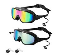 Wide View Anti Fog & UV Swimming Goggles, Wide View Anti Fog Swimming Goggles, 180° Wide View Clear Vision Pool Goggles for Adult Youth, No Leaking Swim Glasses for Men Women Youth(Color:2pcs)