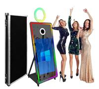 WideMeet Cabina fotografica a specchio portatile da 165 cm, con touch screen, per matrimoni, feste, eventi (macchina nera, cabina fotografica da 65 pollici, macchina con schermo da 43 pollici)
