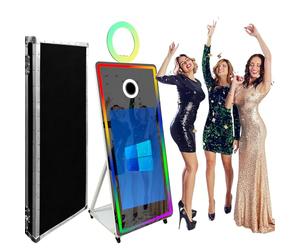 WideMeet Cabina fotografica a specchio portatile da 165 cm, con touch screen, per matrimoni, feste, eventi (macchina bianca, cabina fotografica da 65 pollici, macchina con schermo da 43 pollici)