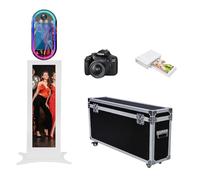 WideMeet Macchina fotografica a specchio DSLR da 13,3 pollici con touch screen LCD, luce RGB, controllo APP, portatile, custodia per foto, per matrimoni, feste, eventi (colore bianco, set completo)