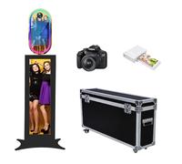 WideMeet Macchina fotografica a specchio DSLR da 13,3 pollici con touch screen LCD, luce RGB, controllo APP, custodia portatile per foto, per matrimoni, feste, eventi (colore nero, set completo)