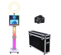 WideMeet Macchina fotografica DSLR con touchscreen da 15,6 pollici, stampa istantanea per selfie Photo Booth include luce RGB e custodia da viaggio per feste di nozze eventi (nero, cabina fotografica