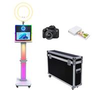 WideMeet Macchina fotografica DSLR con touchscreen da 15,6 pollici, stampa istantanea per selfie Photo Booth, include luce RGB ad anello e custodia da viaggio per feste di nozze, eventi (colore nero