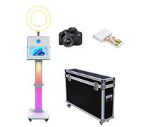 WideMeet Macchina fotografica DSLR con touchscreen da 15,6 pollici, stampa istantanea per selfie Photo Booth, include luce RGB ad anello e custodia da viaggio per feste di nozze ed eventi (colore