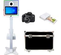 WideMeet Macchina fotografica portatile DSLR per matrimoni, con cornice a LED, con specchio e touch screen da 15,6 pollici con custodia da viaggio per feste ed eventi (macchina bianca, set completo)