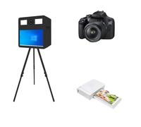 WideMeet Macchina per cabina fotografica a specchio con schermo LCD touch screen da 21,5 pollici, fotocamera per selfie per matrimoni, feste, eventi (macchina nera, set completo 01)