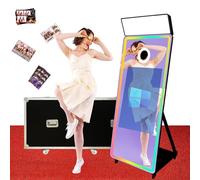 WideMeet Magic Mirror - Fotomatona con touchscreen, mini PC integrato, software, luce LED RGB e valigia di trasporto per eventi e matrimoni (nero, 43 pollici di schermo)