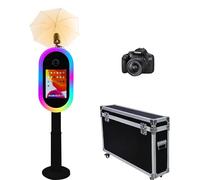 WideMeet Photo Booth per iPad 10,2"-13" e per fotocamera, con torcia, telecomando, custodia per volo, supporto portatile 2 in 1 per selfie e eventi a noleggio (nero, macchina+fotocamera)