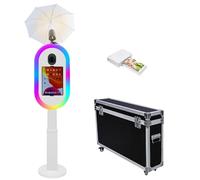 WideMeet Photo Booth per iPad 10,2"-13" e per fotocamera, con torcia, telecomando, custodia per volo, supporto portatile 2 in 1 per selfie e eventi a noleggio (bianco, Mahine+stampante)